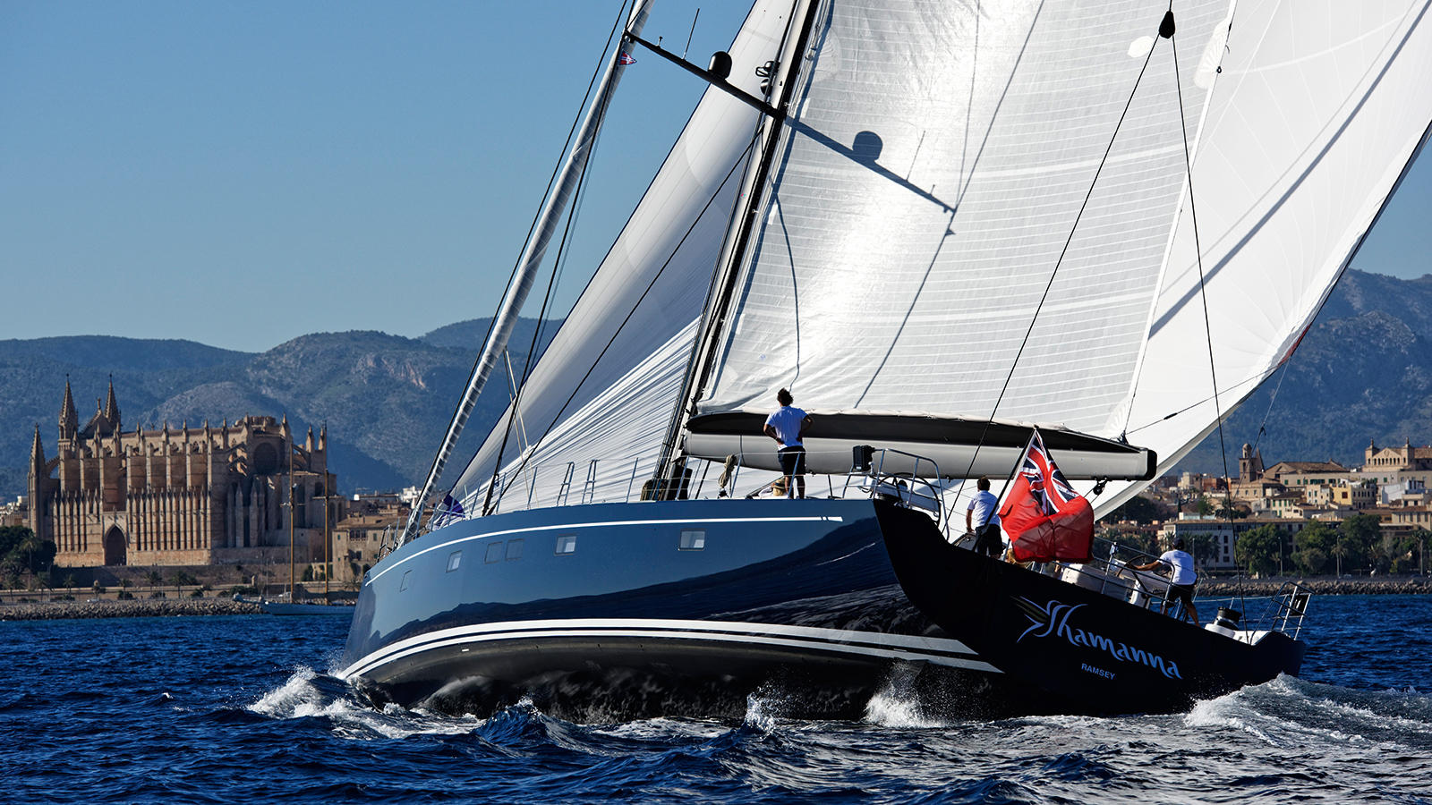Shamanna sailing yacht by Nautors Swan - off Palma, Spain